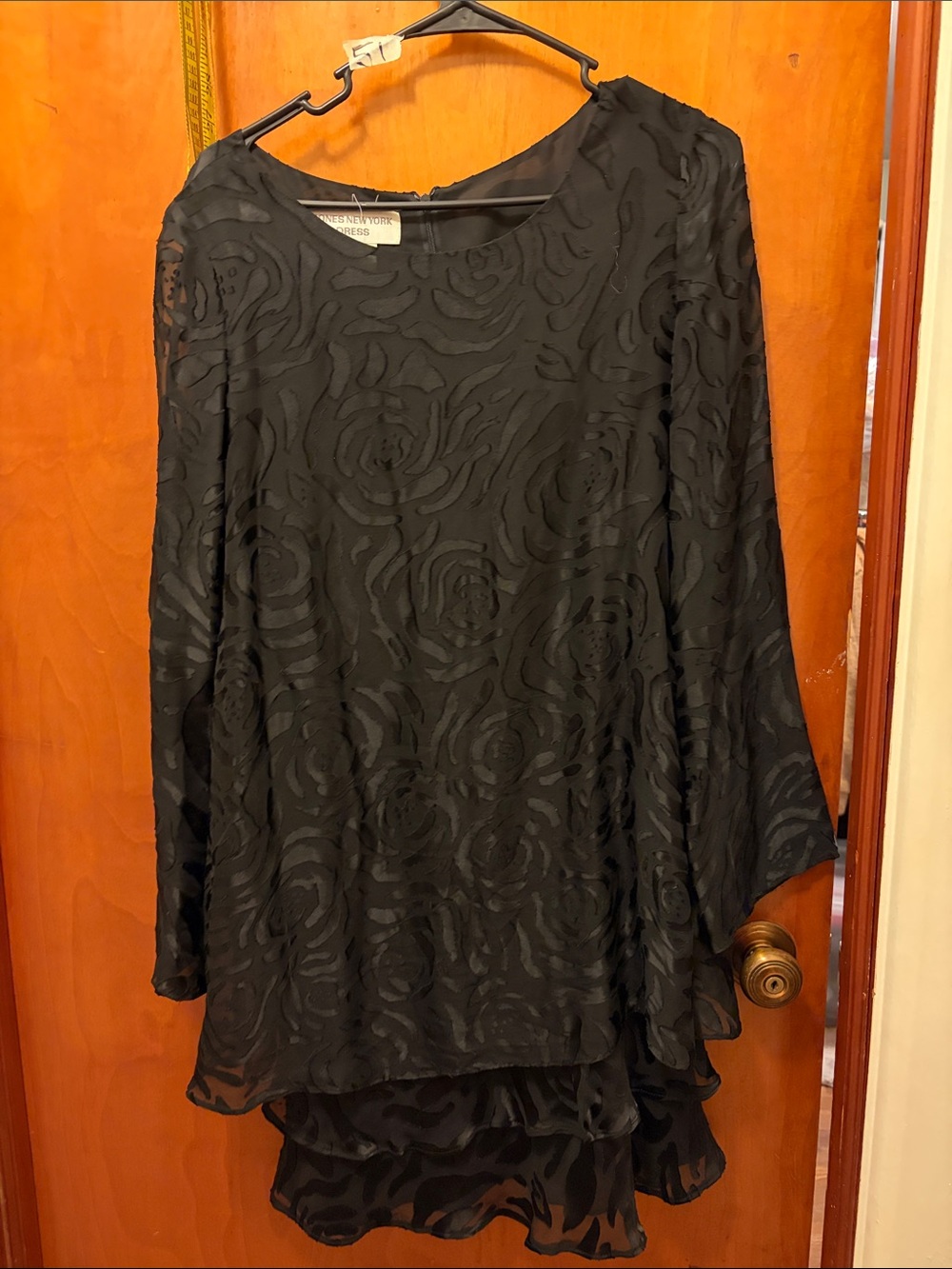 Leona Edminston Black Rose-Pattern Chiffon Layered Tunic